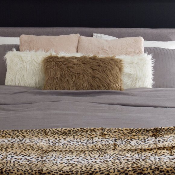 Luxe Home Decor Classic Faux Fur Throw | 1-Piece | Leopard | 50"x70" - Picture 4 of 4